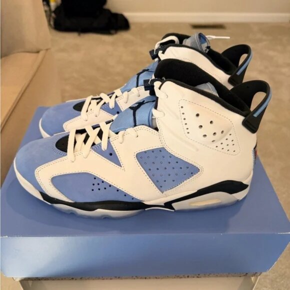 Jordan 6 Retro UNC Blue and White High-Top Sneakers